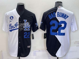 Men's Los Angeles Dodgers #22 Bad Bunny White Black 2022 Celebrity Softball Game Cool Base Jersey (3)