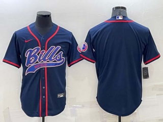 Men's Buffalo Bills Blank Navy Blue Stitched MLB Cool Base Nike Baseball Jersey