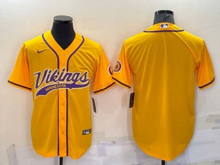 Men's Minnesota Vikings Blank Gold Stitched MLB Cool Base Nike Baseball Jersey