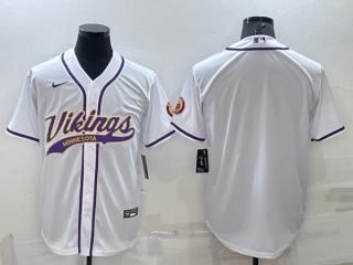 Men's Minnesota Vikings Blank White Stitched MLB Cool Base Nike Baseball Jersey