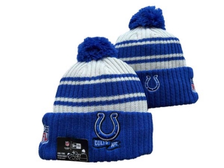 Wholesale NFL Indianapolis Colts New Era Blue 2022 Sideline Sport Cuffed Pom Knit Hat 3022