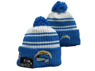 Wholesale NFL Los Angeles Chargers New Era Blue 2022 Sideline Sport Cuffed Pom Knit Hat 3014