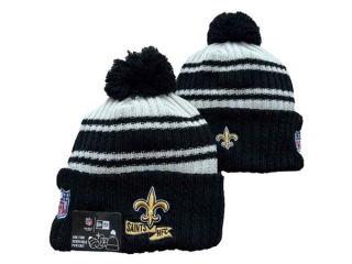 Wholesale NFL New Orleans Saints New Era Black 2022 Sideline Sport Cuffed Pom Knit Hat 3039