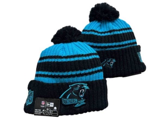 NFL Carolina Panthers New Era Navy Blue 2022 Sideline Sport Cuffed Pom Knit Hat 3042