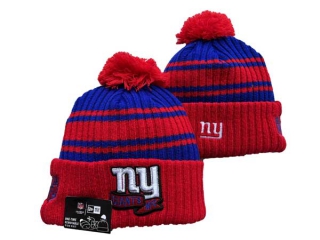 NFL New York Giants New Era Red Blue 2022 Sideline Sport Cuffed Pom Knit Hat 3053