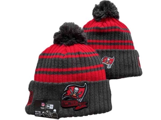 NFL Tampa Bay Buccaneers New Era Graphite Red 2022 Sideline Sport Cuffed Pom Knit Hat 3043