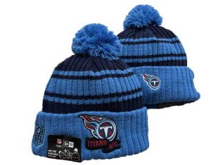 NFL Tennessee Titans New Era Blue Navy 2022 Sideline Sport Cuffed Pom Knit Hat 3034