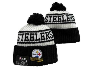 NFL Pittsburgh Steelers New Era Cream Black 2022 Sideline Beanies Knit Hat 3043