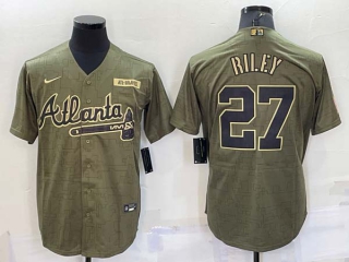 Men's Atlanta Braves #27 Austin Riley 2021 Olive Salute To Service Limited Stitched Jersey