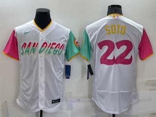 Men's San Diego Padres #22 Juan Soto White 2022 City Connect Flex Base Stitched Jersey
