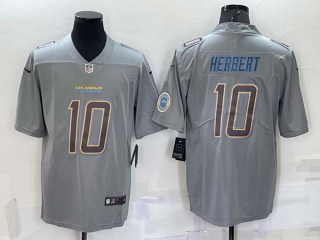 Men's Los Angeles Chargers #10 Justin Herbert LOGO Grey Atmosphere Fashion 2022 Vapor Untouchable Stitched Nike Limited Jersey