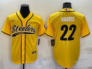 Men's Pittsburgh Steelers #22 Najee Harris Gold With Patch Cool Base Stitched Baseball Jersey