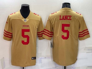 Men's San Francisco 49ers #5 Trey Lance 2022 New Gold Vapor Untouchable Limited Stitched Football Jersey