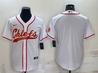 Men's Kansas City Chiefs Blank White With Patch Cool Base Stitched Baseball Jersey