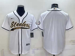 Men's Pittsburgh Steelers White Cool Base Stitched Baseball Jersey