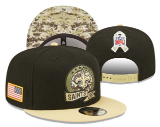 NFL New Orleans Saints New Era Black Vegas Gold 2022 Salute To Service 9FIFTY Snapback Hat 3033