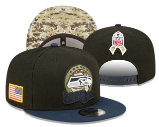 NFL Seattle Seahawks New Era Black Navy 2022 Salute To Service 9FIFTY Snapback Hat 3026