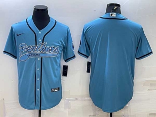 Men's Carolina Panthers Blank Blue With Patch Cool Base Stitched Baseball Jersey