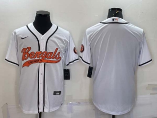 Men's Cincinnati Bengals Blank White With Patch Cool Base Stitched Baseball Jersey