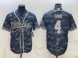Men's Las Vegas Raiders #4 Derek Carr Grey Camo With Patch Cool Base Stitched Baseball Jersey