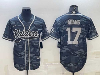 Men's Las Vegas Raiders #17 Davante Adams Grey Camo With Patch Cool Base Stitched Baseball Jersey