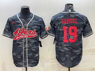 Men's San Francisco 49ers #19 Deebo Samuel Grey Camo With Patch Cool Base Stitched Baseball Jersey