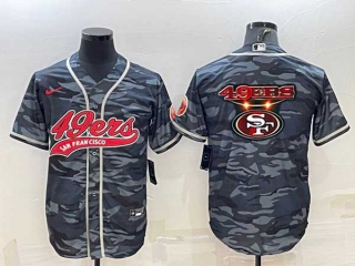 Men's San Francisco 49ers Grey Camo Team Big Logo With Patch Cool Base Stitched Baseball Jersey