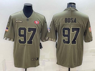 Men's San Francisco 49ers #97 Nick Bosa 2022 Olive Salute To Service Limited Stitched Jersey