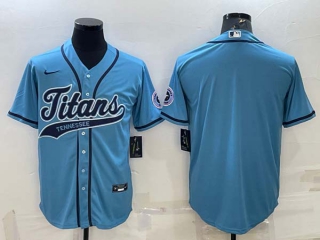 Men's Tennessee Titans Blank Blue With Patch Cool Base Stitched Baseball Jersey