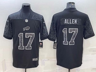 Men's Buffalo Bills #17 Josh Allen Black Reflective Limited Stitched Football Jersey