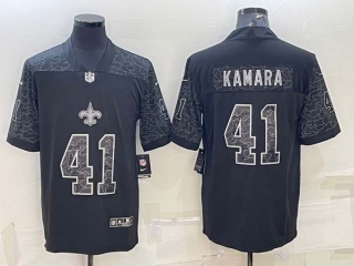Men's New Orleans Saints #41 Alvin Kamara Black Reflective Limited Stitched Football Jersey