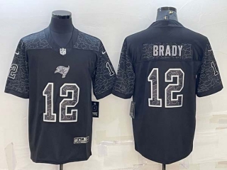Men's Tampa Bay Buccaneers #12 Tom Brady Black Reflective Limited Stitched Football Jersey