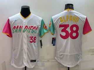 Men's San Diego Padres #38 Jorge Alfaro Number White 2022 City Connect Flex Base Stitched Jersey