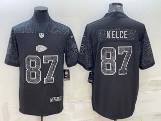Men's Kansas City Chiefs #87 Travis Kelce Black Reflective Limited Stitched Jersey