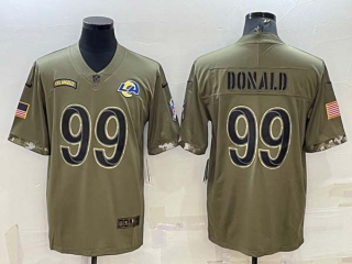 Men's Los Angeles Rams #99 Aaron Donald 2022 Olive Salute To Service Limited Stitched Jersey