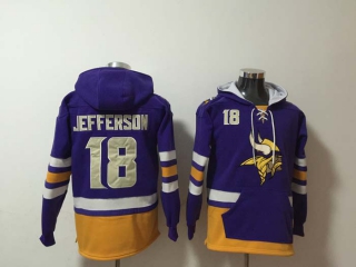 Men's Minnesota Vikings #18 Justin Jefferson Purple Pocket Stitched NFL Pullover Hoodie