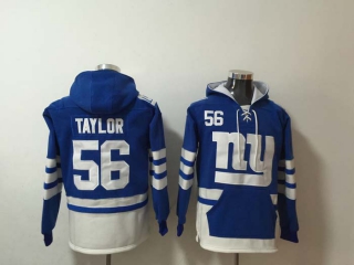 Men's New York Giants #56 Lawrence Taylor Blue Pocket Stitched NFL Pullover Hoodie