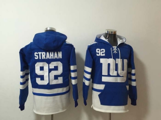 Men's New York Giants #92 Michael Strahan Blue Pocket Stitched NFL Pullover Hoodie
