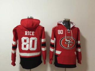 Men's San Francisco 49ers #80 Jerry Rice Red Pocket Stitched NFL Pullover Hoodie