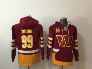 Men's Washington Commanders #99 Chase Young Burgundy Pocket Stitched NFL Pullover Hoodie