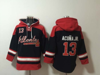 Men's Atlanta Braves #13 Ronald Acuña Jr Black Ageless Must Have Lace Up Pullover Hoodie