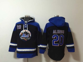 Men's New York Mets #20 Pete Alonso Black Ageless Must Have Lace Up Pullover Hoodie