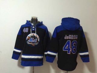 Men's New York Mets #48 Jacob deGrom Black Ageless Must Have Lace Up Pullover Hoodie