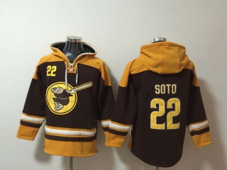 Men's San Diego Padres #22 Juan Soto Brown Ageless Must Have Lace Up Pullover Hoodie
