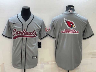 Men's Arizona Cardinals Grey Team Big Logo With Patch Cool Base Stitched Baseball Jersey