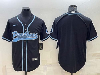 Men's Carolina Panthers Blank Black With Patch Cool Base Stitched Baseball Jersey