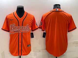 Men's Cincinnati Bengals Blank Orange With Patch Cool Base Stitched Baseball Jersey