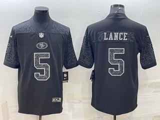 Men's San Francisco 49ers #5 Trey Lance Black Reflective Limited Stitched Football Jersey