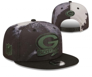 NFL Green Bay Packers New Era Black Ink Dye 2022 Sideline 9FIFTY Snapback Hat 3034
