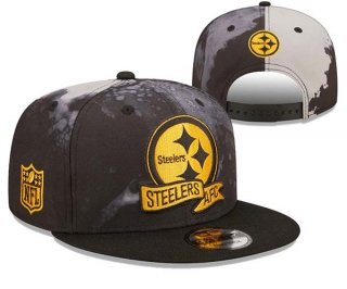 NFL Pittsburgh Steelers New Era Black Ink Dye 2022 Sideline 9FIFTY Snapback Hat 3042